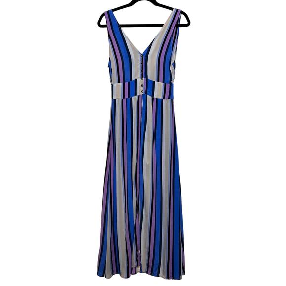 ASTR the Label Women's Periwinkle Multi-Stripe Jumpsuit Romper‎ Dress Size XS - Picture 1 of 16
